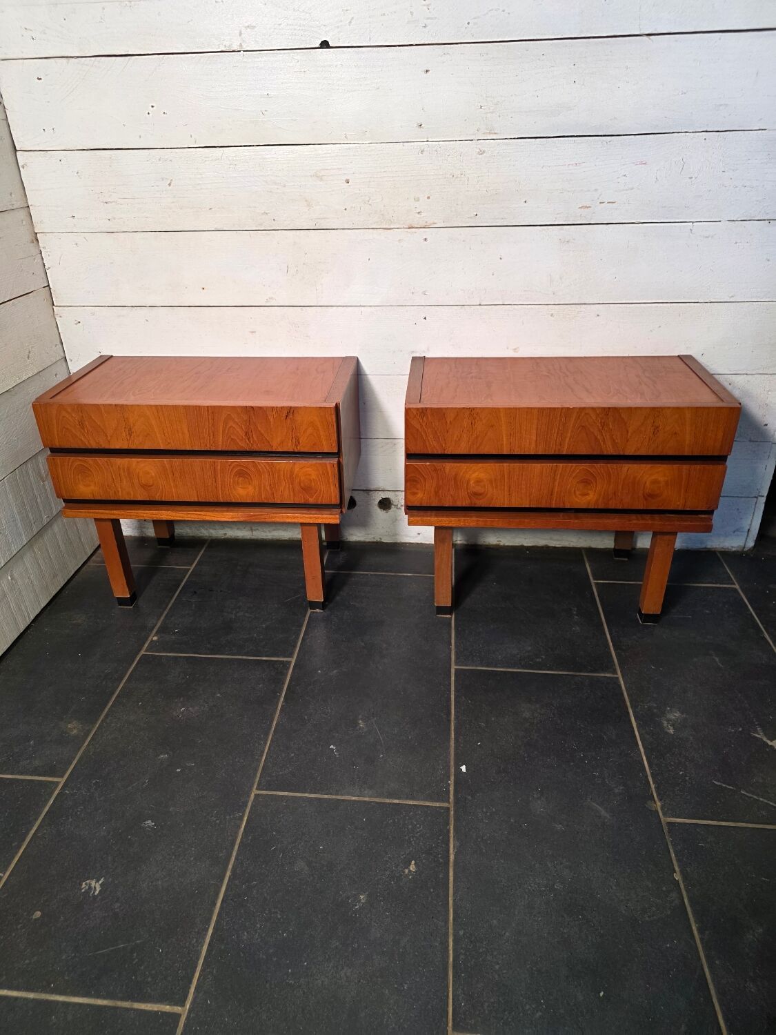 Pair of Scandinavian teak bedside tables from the 1960s.