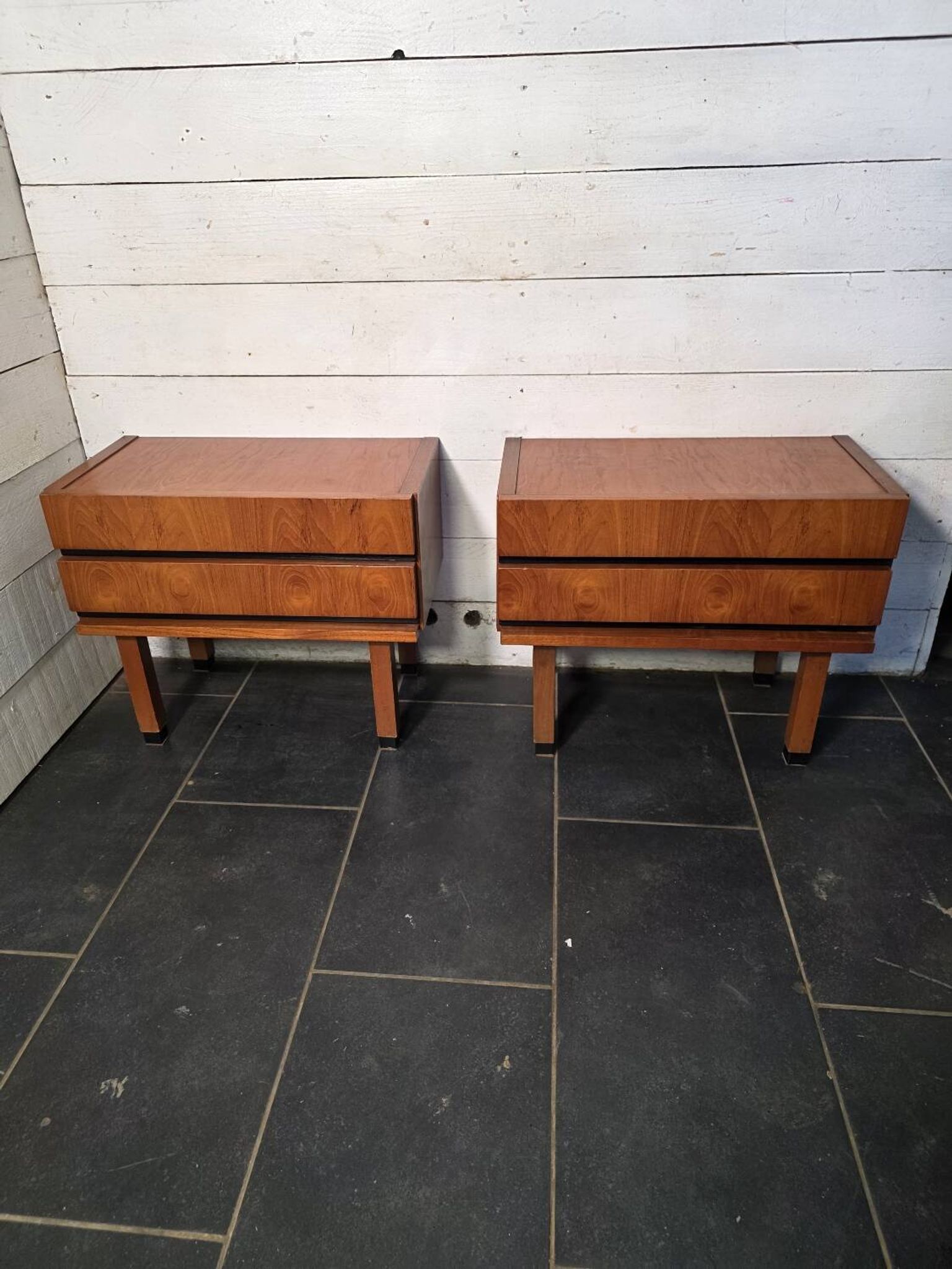 Pair of Scandinavian teak bedside tables from the 1960s.