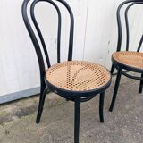 Pair of fmg bentwood and cane bistro chairs
