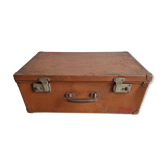 Ancienne malle militaire vintage orange en métal