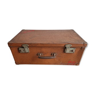 Old vintage military trunk orange metal