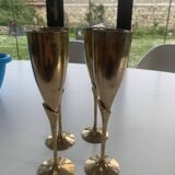 Set of 4 gold metal flutes, vintage 1970