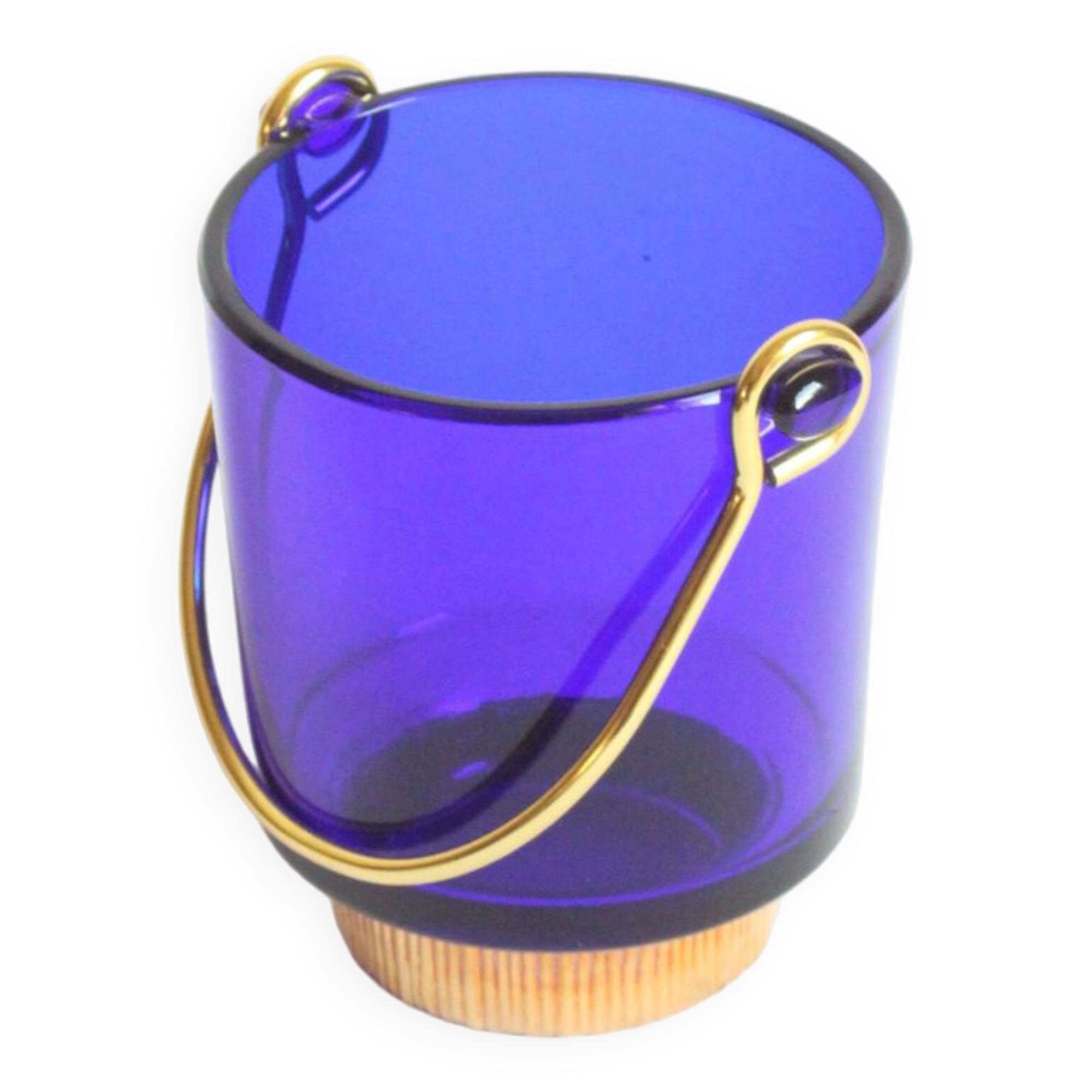 Cobalt blue glass ice bucket, 1960s