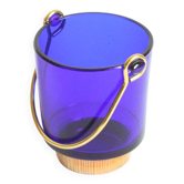 Seau à glace en verre bleu cobalt, années 1960