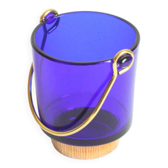 Cobalt blue glass ice bucket, 1960s