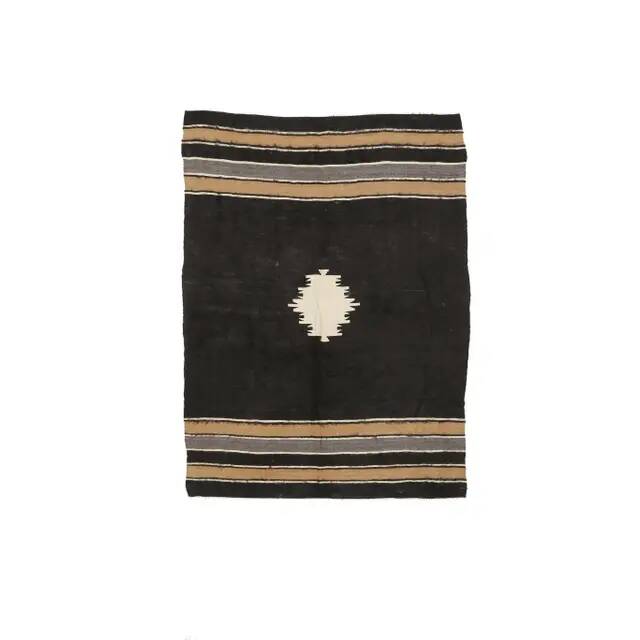 Vintage Turkish Hand-Knotted Wool Cotton Brown Kilim Area Rug 137x190