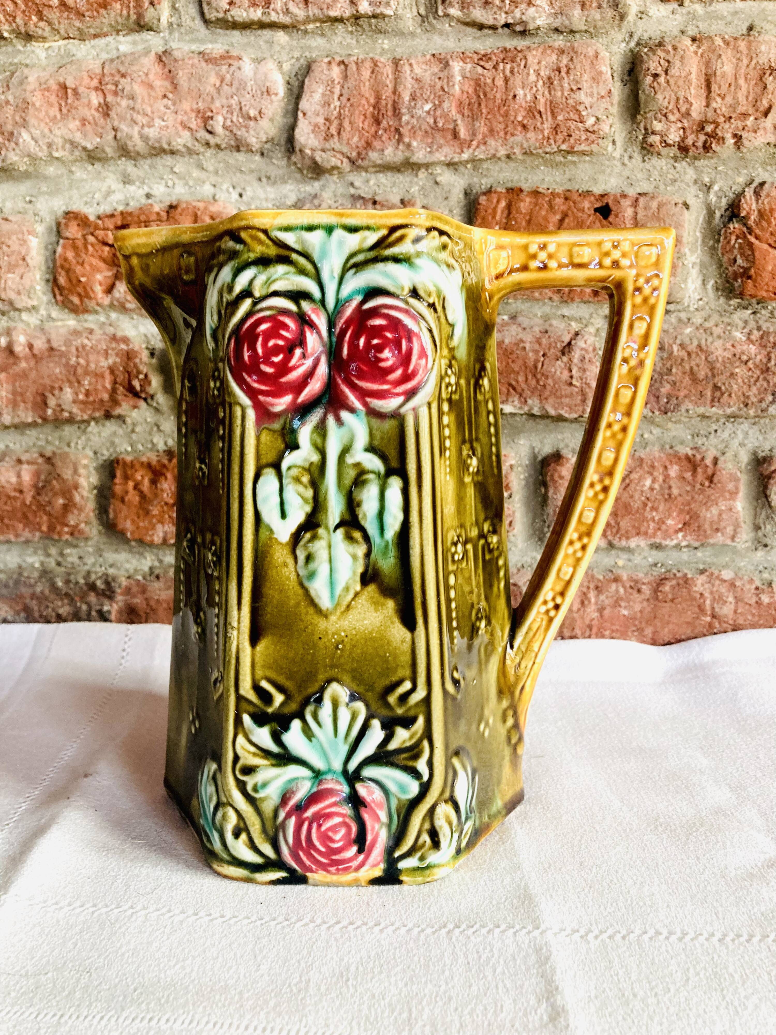 Vintage slip pitcher vase
