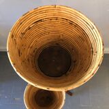 Vintage bamboo and rattan plant holder