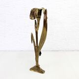 Art Nouveau brass flower candle holder