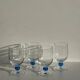Set of 4 blue ball stemmed water glasses