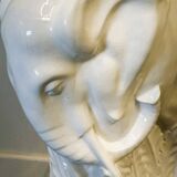 Vintage White Ceramic Elephant Umbrella Stand - Planter, France 1970s.