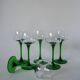 set of 6 green stemmed glasses Made in France Luminarc 1970