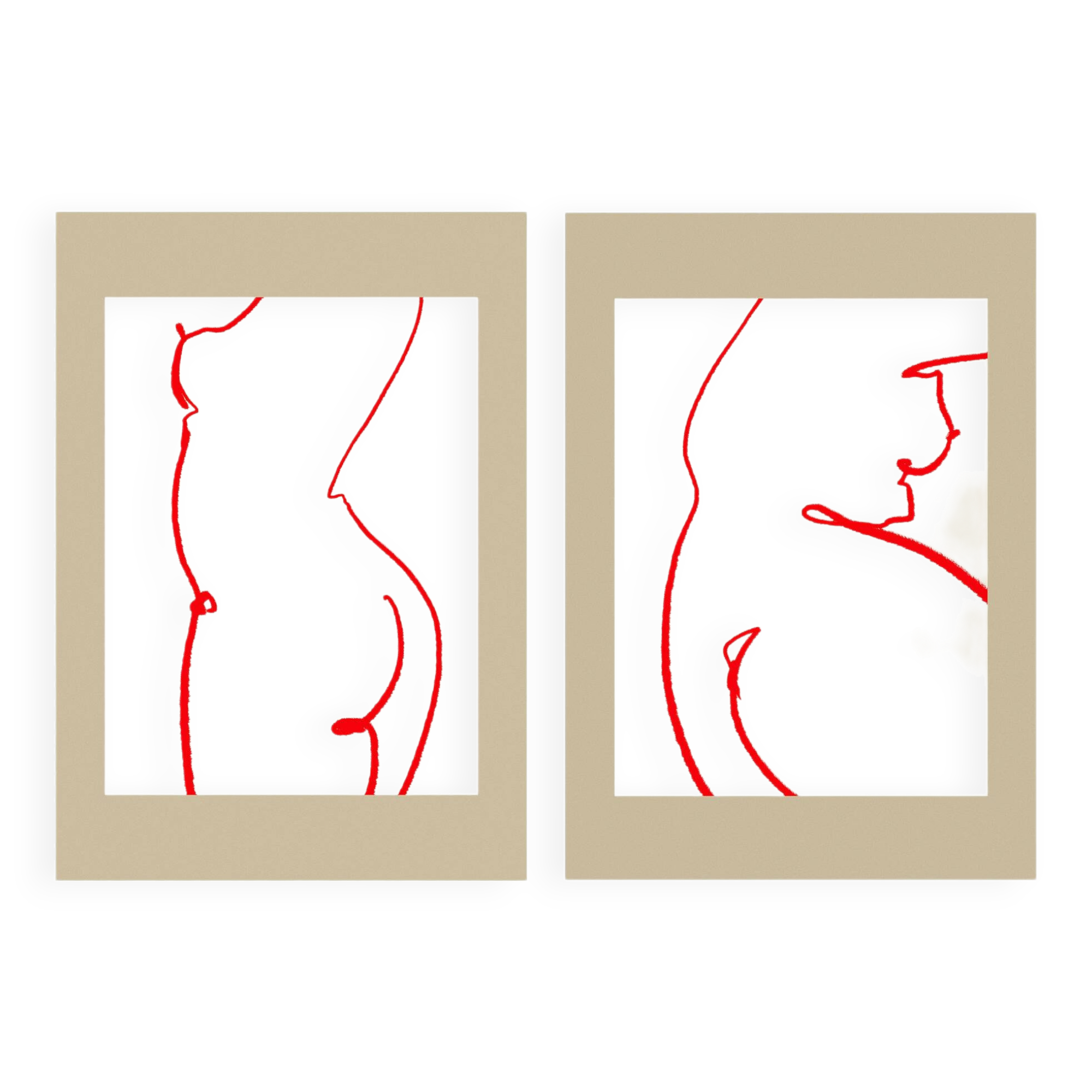 Pair of prints, female silhouette wall art. Set of two, 50x70cm