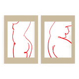 Pair of prints, female silhouette wall art. Set of two, 50x70cm