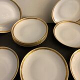 10 hollow porcelain plates from Limoges Bernardaud, gilded Greek decoration, twentieth century