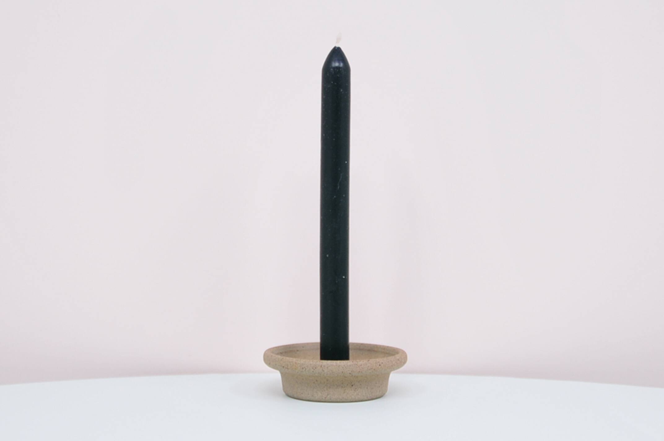 Vintage brown low ceramic candle holder