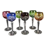 Series of 6 Roemer cut crystal glasses