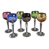 Series of 6 Roemer cut crystal glasses