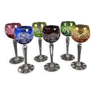 Série 6 verres cristal taillé Roemer