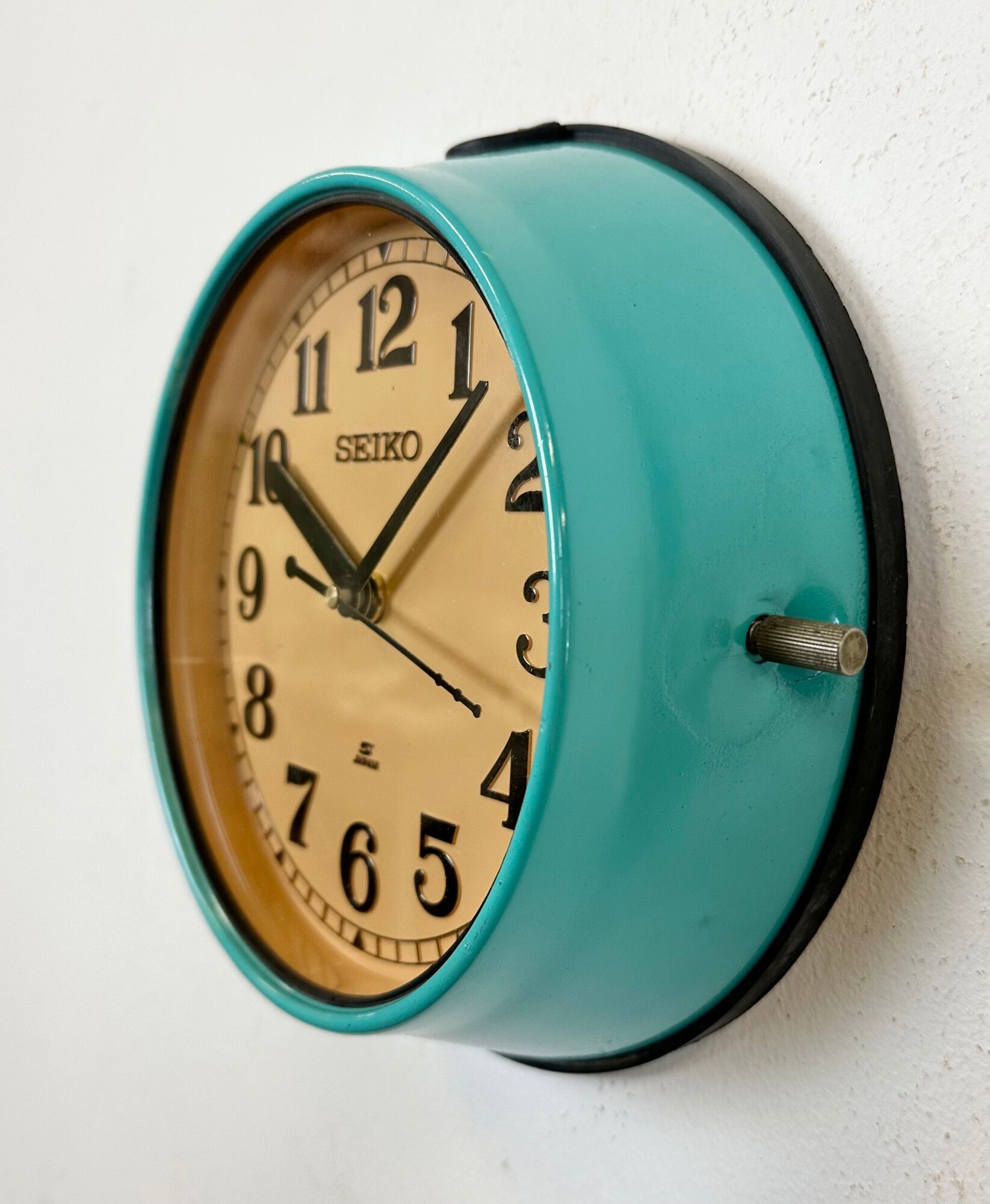 Horloge murale vintage turquoise seiko maritime, années 1970