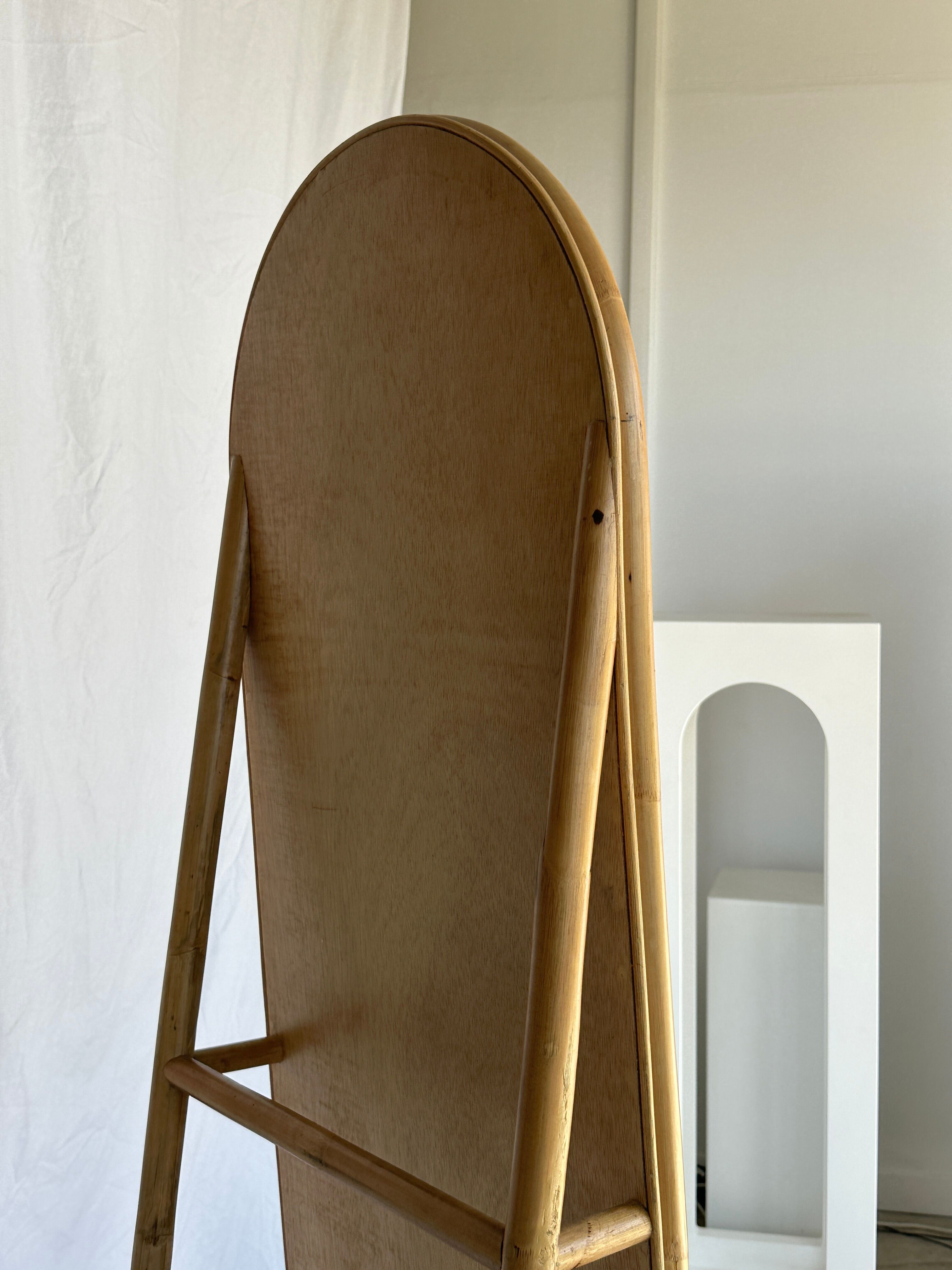 Floor mirror in bamboo and rattan H:1m80