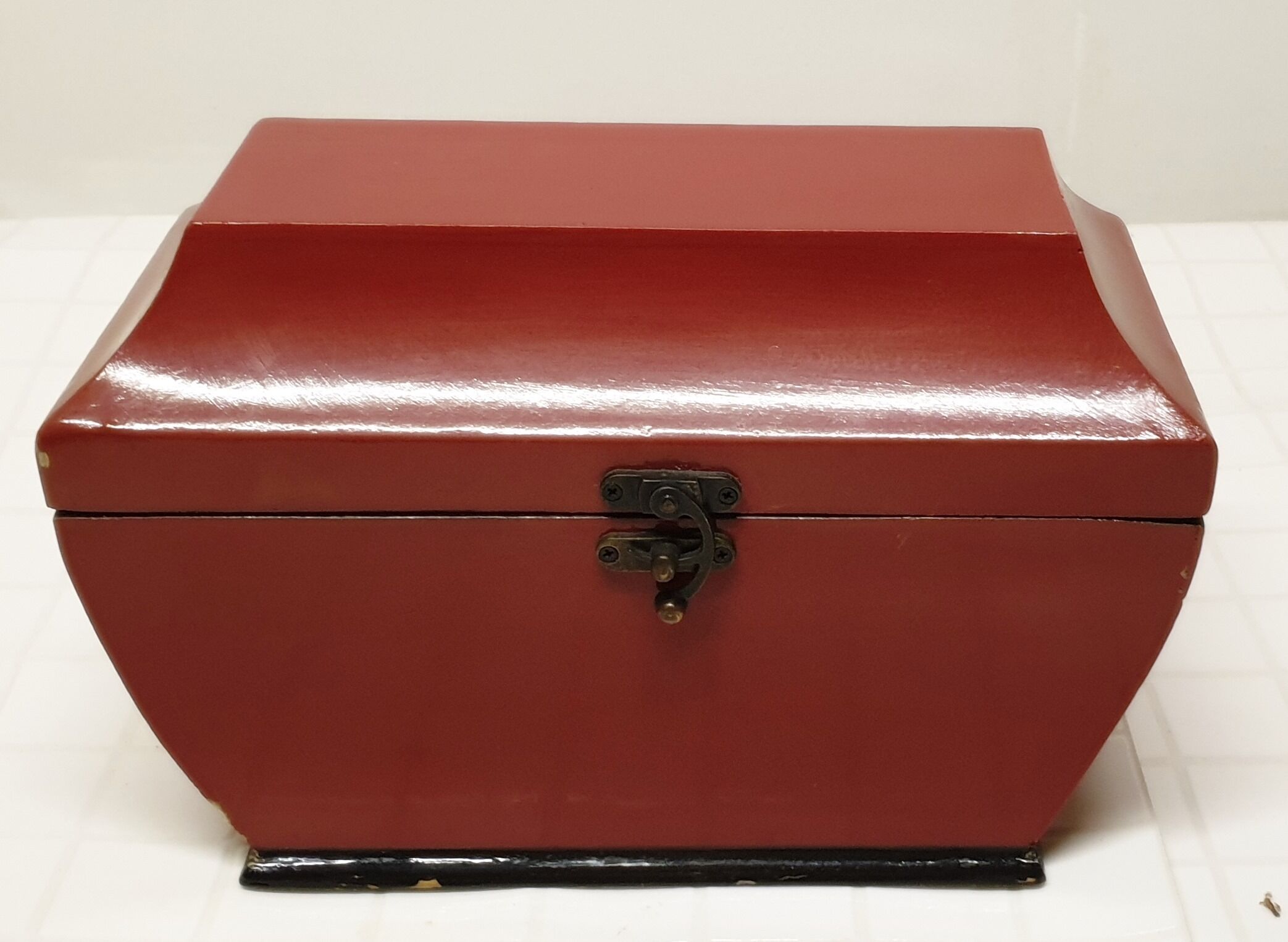 Old lacquered wooden box