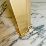 Vintage coffee table in gold-plated metal, brass-style, smoked glass, circa 1970