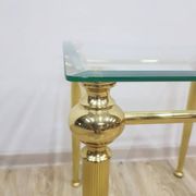 Side table, gold-tone brass, clear glass, France, 1960s.