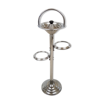 Foot smoker chrome style Art Deco metal ashtray