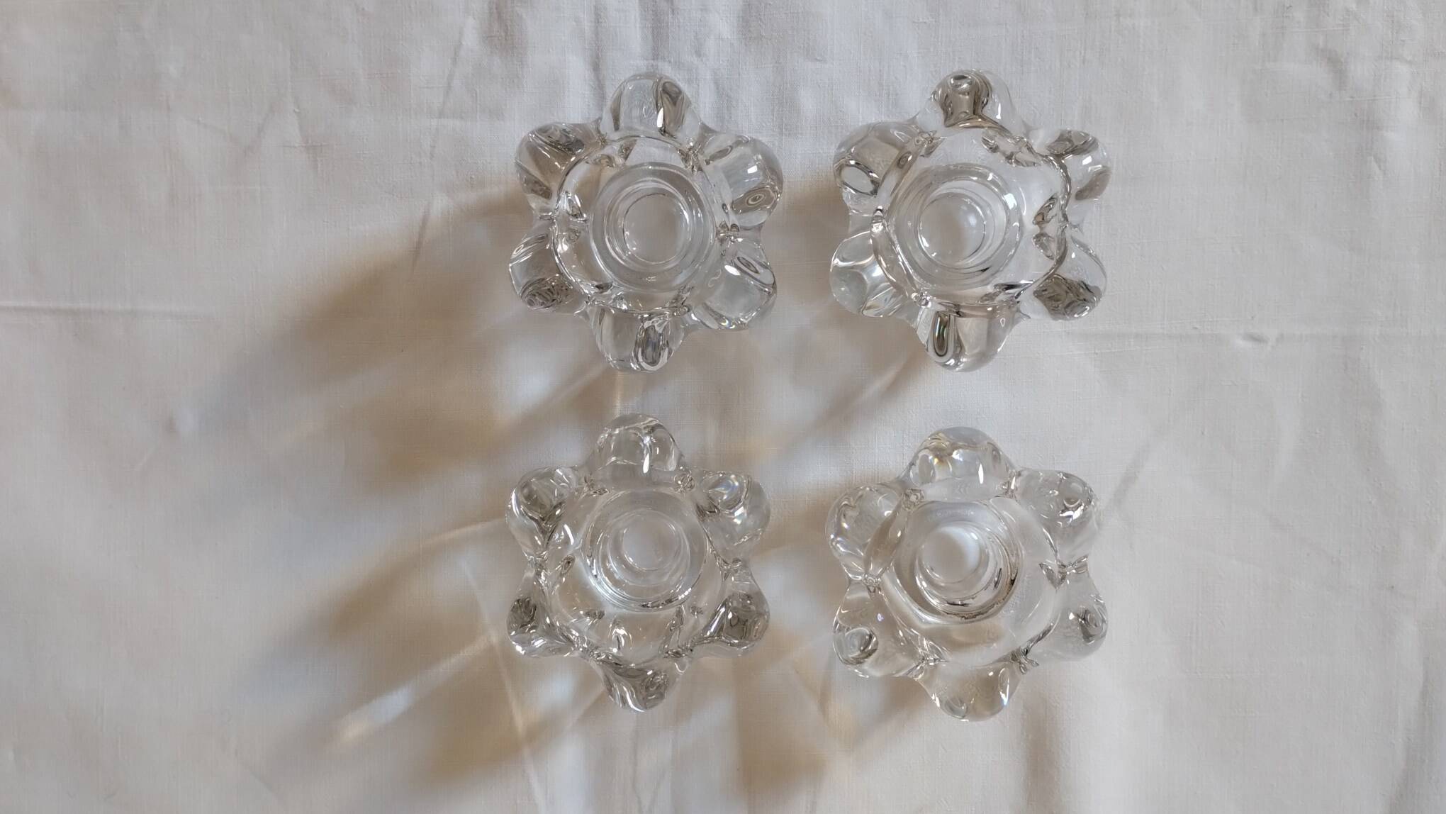 Set of 4 crystal candle holders