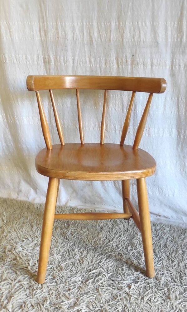 Chaise à barreaux style scandinave en bois massif - mid.XXeme