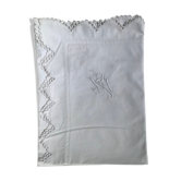 Hand embroidered pillow taie LV scalloped edge