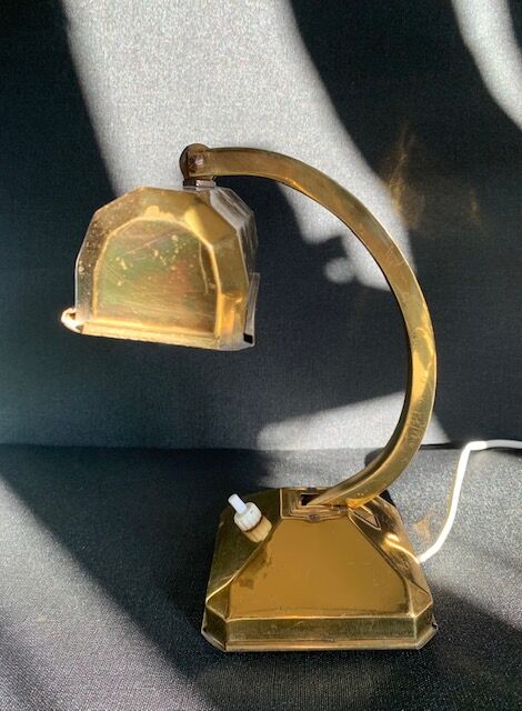 Small art deco side lamp in golden brass