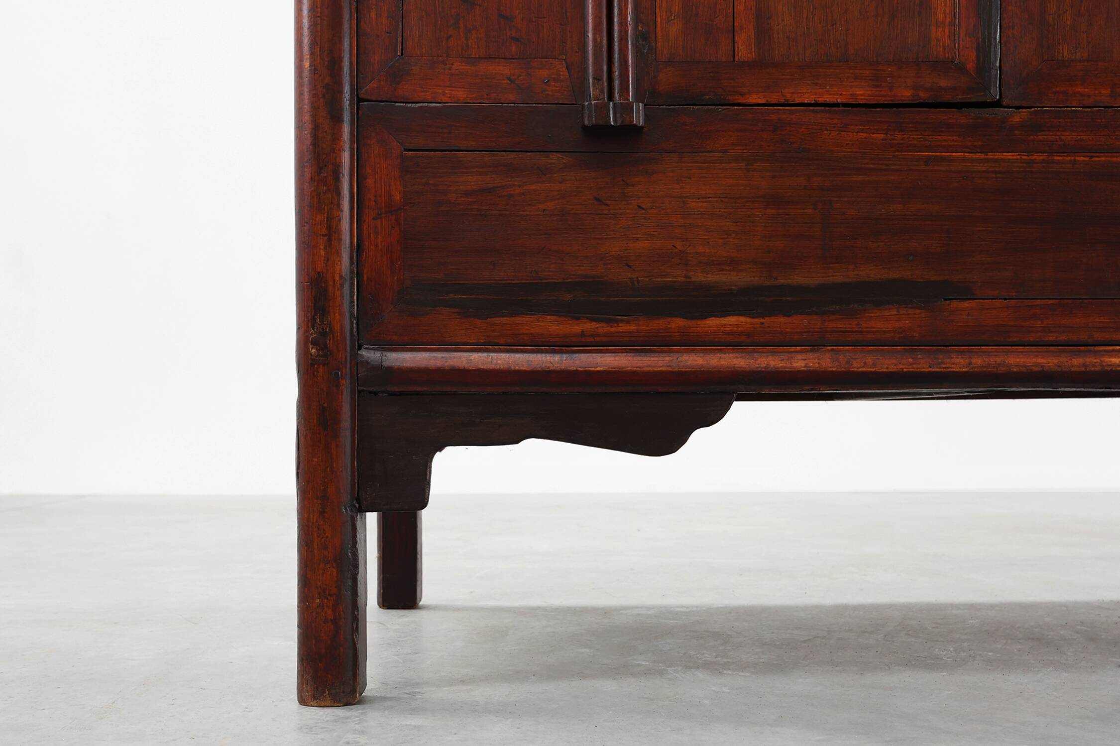 Large wooden Chinese 19th Century Qing Dynasty Wedding or Tapering Cabinet