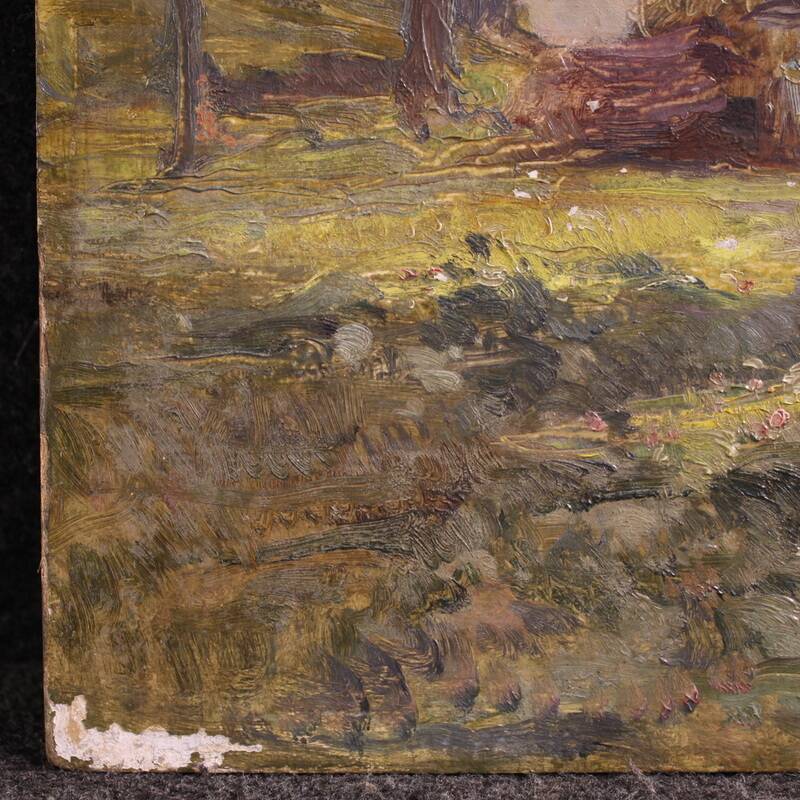 20th century Italian artwork, a countryside view with figures