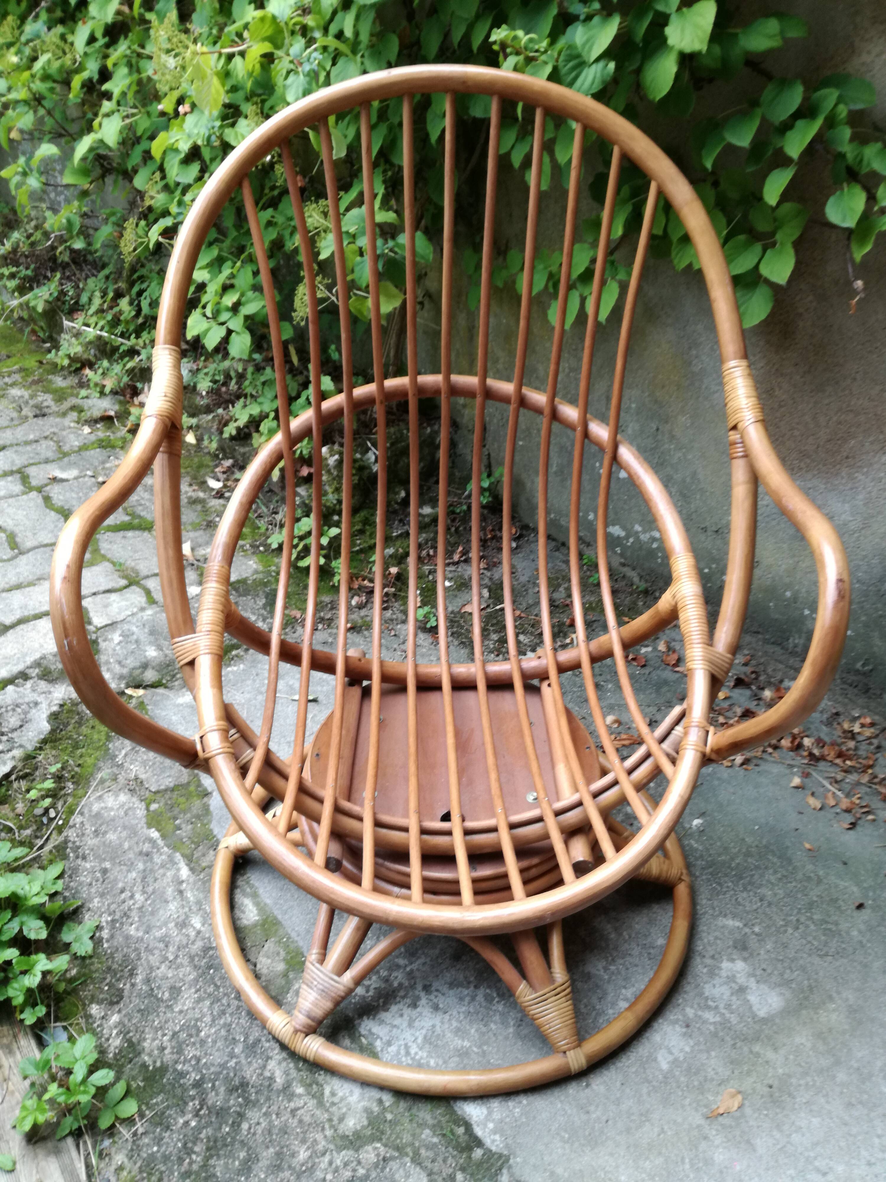 Rattan swivel shell chair
