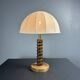 Midcentury brutalist wood turned mushroom table lamp, Charles Dudouyt style