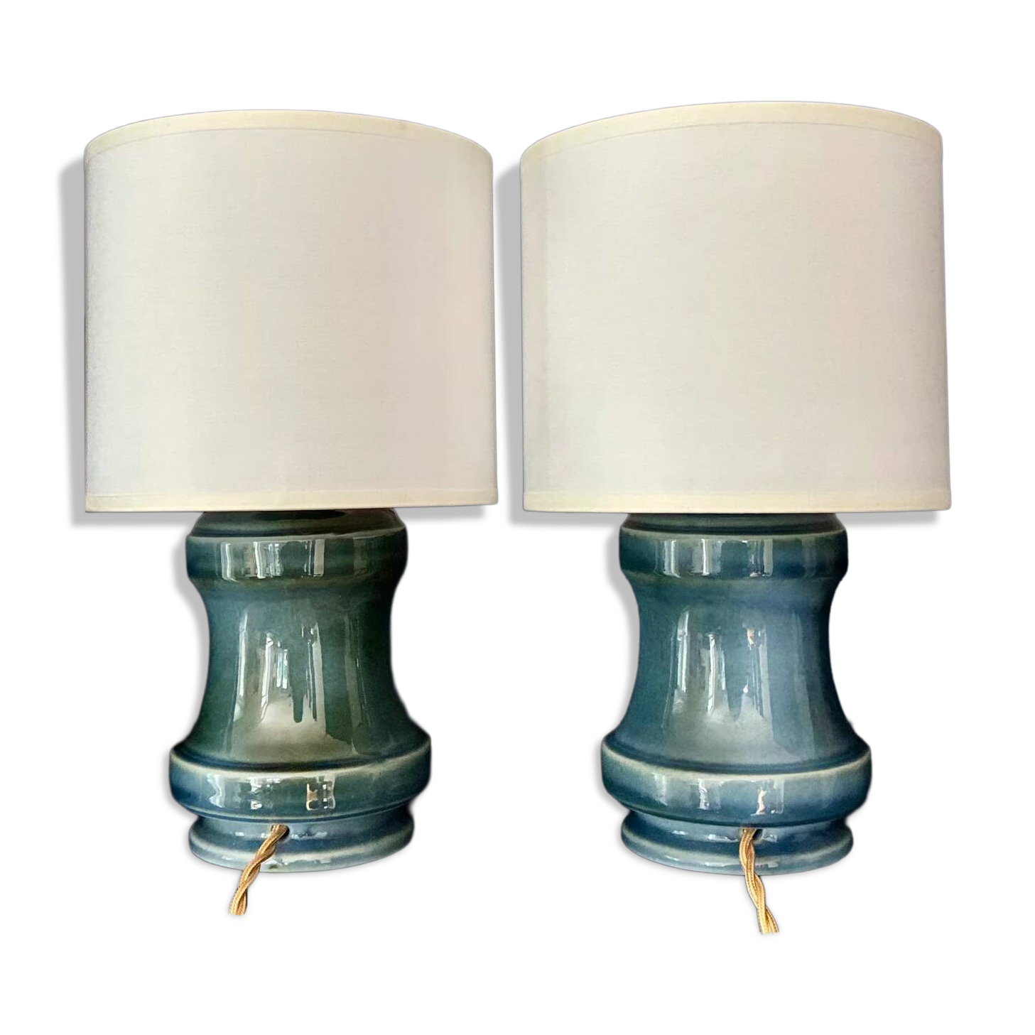 Pair of "Haddock" porcelain bedside lamps - 1950.