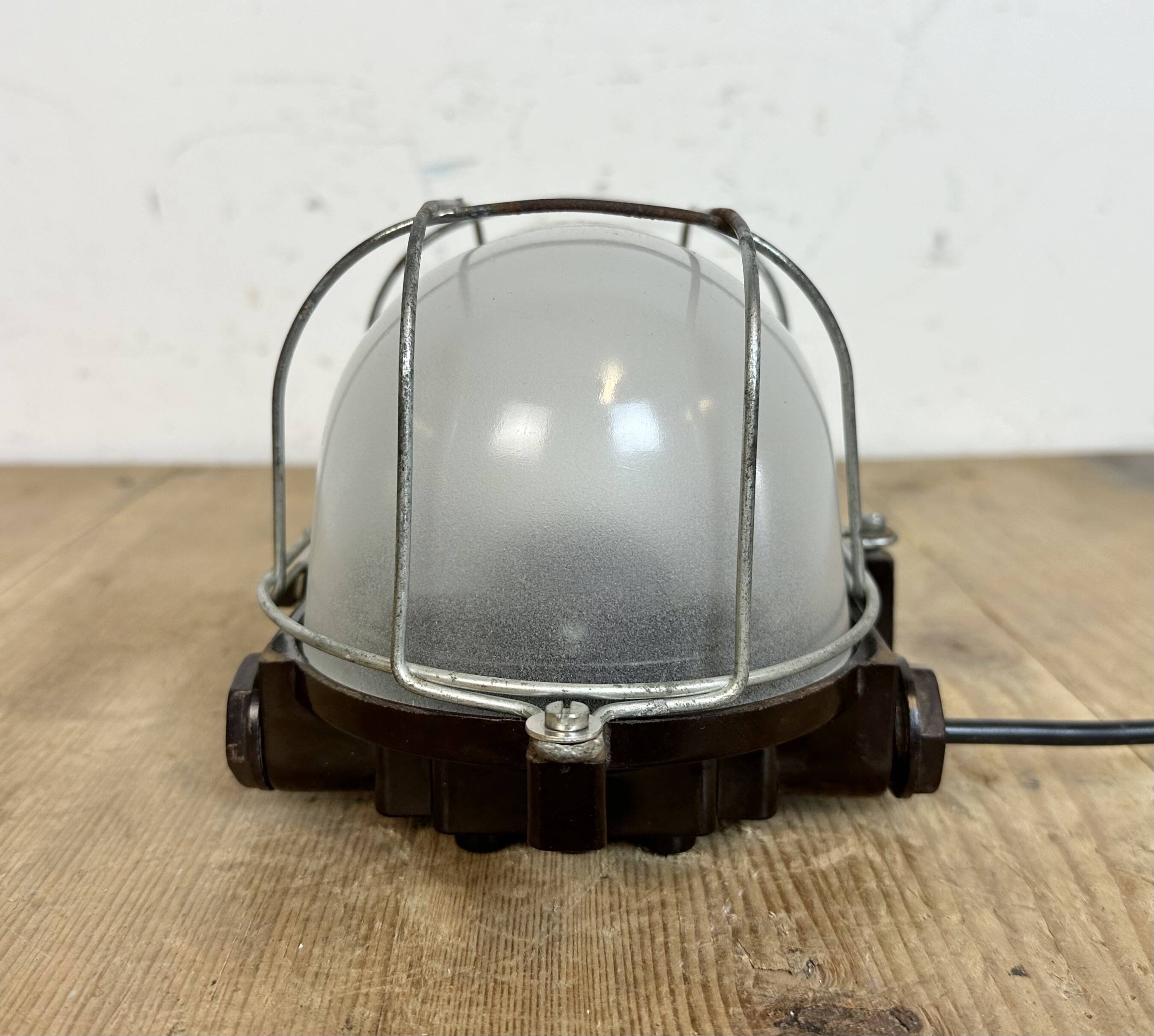 Industrial Brown Bakelite Wall Light with Milk Glass, 1960s