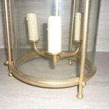 Glass lantern and gilded brass, antique pendant lamp
