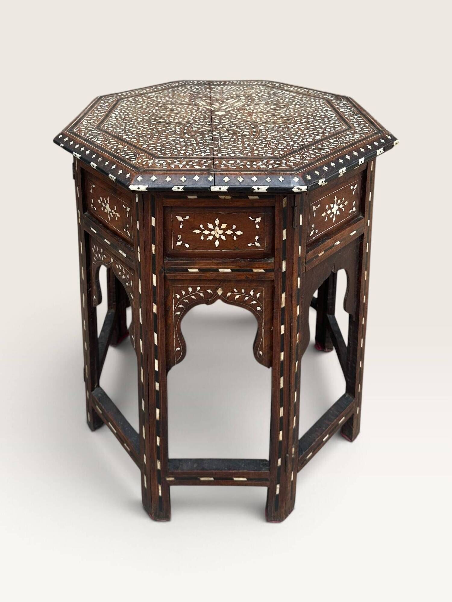 Hoshiarpur octagonal side table, rosewood, mother-of-pearl and bone, 1880