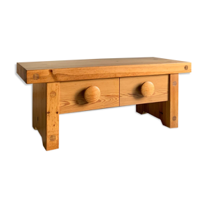 Banc scandinave en pin massif avec tiroirs, Suède, années 1970