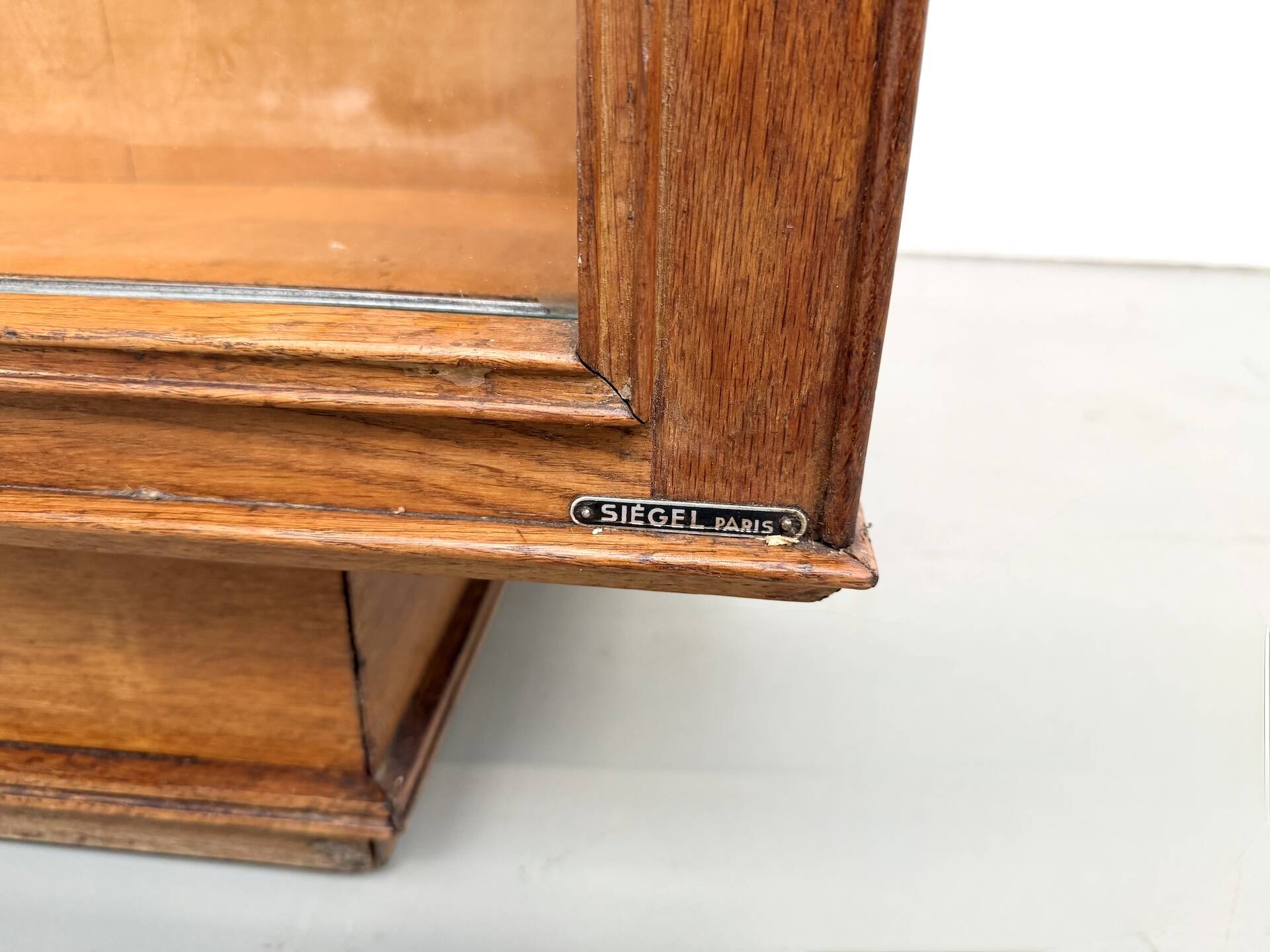 Vintage Siegel Paris workbench in oak and glass – 1950