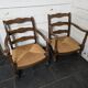 Pair of low beech armchairs