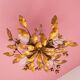 Italian ceiling light metal gold leaves 60s