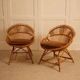 Pair of bamboo and wicker armchairs from the 1960s.