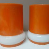 2 orange and white opaline lampshades from the 70s
