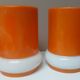 2 Abats-jours en opaline orange et blanche année 70