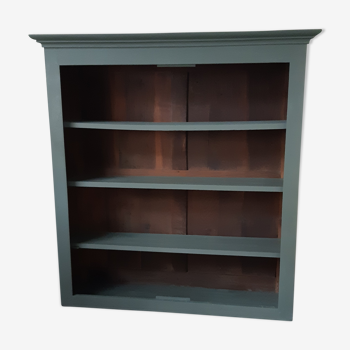Wood and khaki green bookcase