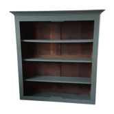 Wood and khaki green bookcase
